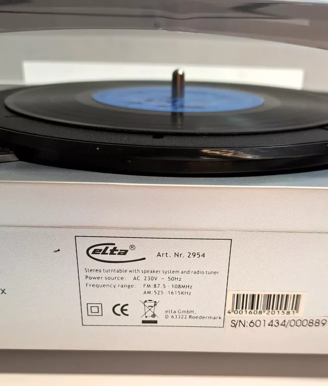 GRAMOFON ELTA 2954 SZARY PERFEKCYJNY KOMPLET !!
