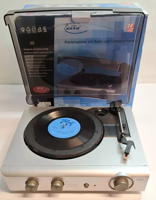GRAMOFON ELTA 2954 SZARY PERFEKCYJNY KOMPLET !!