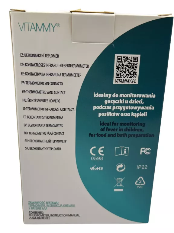 TERMOMETR BEZDOTYKOWY VITAMMY 8813/PUDEŁKO