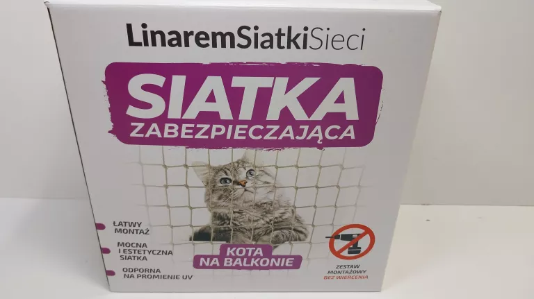 ZESTAW SIATKA NA BALKON DLA KOTA 8X3 BEZ WIERCENIA MARKA 'BEZPIECZNE KOTY'