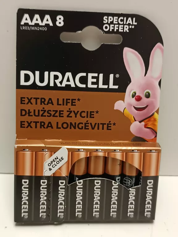 BATERIA ALKALICZNA DURACELL AAA (R3) 8 SZT.