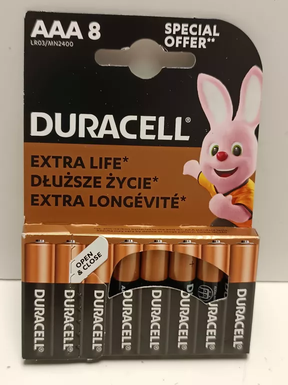 BATERIA ALKALICZNA DURACELL AAA (R3) 8 SZT.