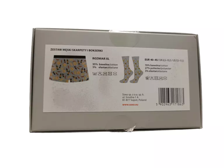 ZESTAW MĘSKI SKARPETY 40-45 + BOKSERKI ROZMIAR XL
