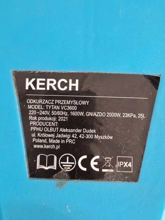 ODKURZACZ PRZEMYSŁOWY KERCH TYTAN VC3600 3600 W