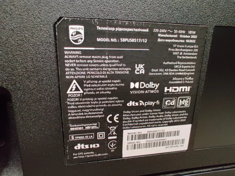 TV PHILIPS 58PUS8517 LED 4K UHD AMBILIGHT GWARANCJA