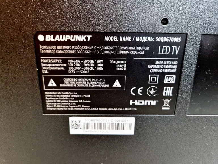 TELEWIZOR BLAUPUNKT 50" UHD 4K MODEL 50QBG7000S + DOW ZAK ! OKAZJA !