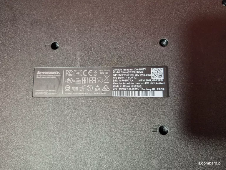 LAPTOP LENOVO IDEAPAD 100-15IBY PĘKNIĘTA MATRYCA