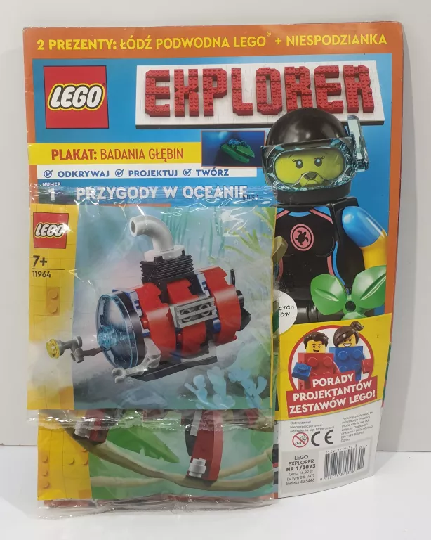 LEGO EXPLORER 1/2023 MAGAZYN + ŁÓDŹ PODWODNA + OWAD LEGO