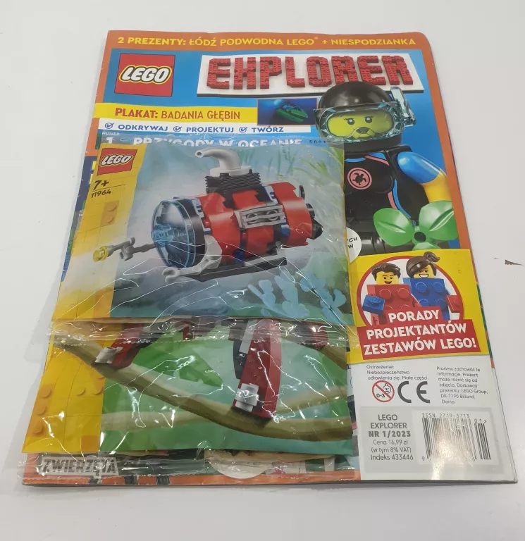 LEGO EXPLORER 1/2023 MAGAZYN + ŁÓDŹ PODWODNA + OWAD LEGO