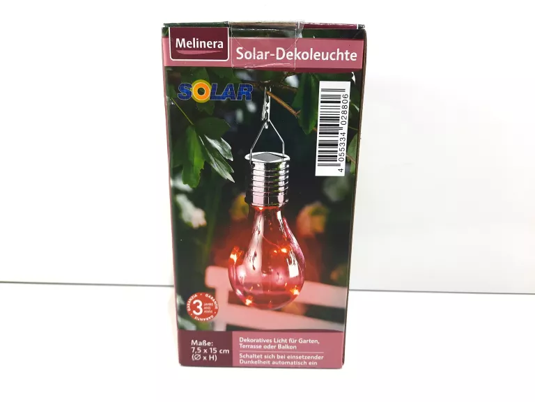 LAMPA MELINERA SOLARNA LED DO OGRODU CZERWONA