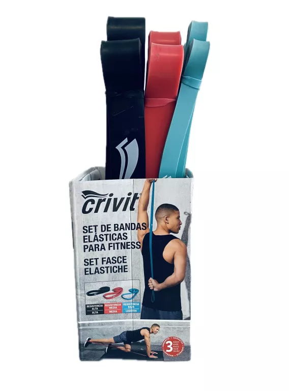 CRIVIT ZESTAW GUMY OPOROWE O RÓŻNYM STOPNIU OPORU, KOLOROWE - 3 SZT.