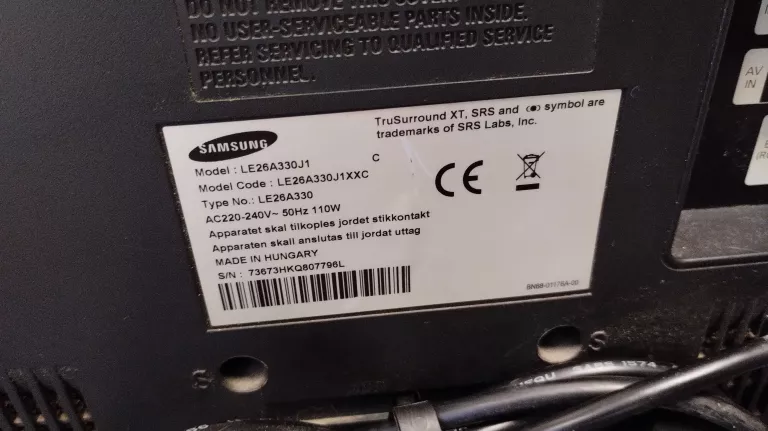 TELEWIZOR SAMSUNG LE26A330J1 BEZ PILOTA