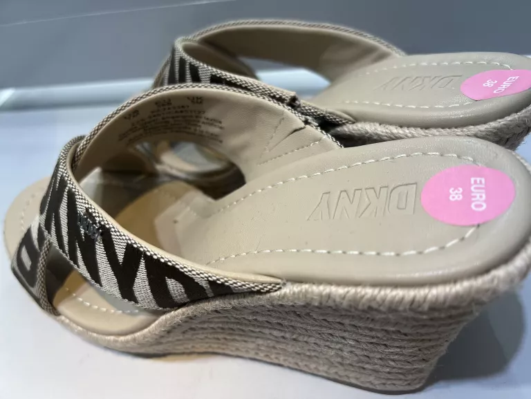 DAMSKIE KLAPKI KOTURNY BEŻOWE DKNY ROZM 38
