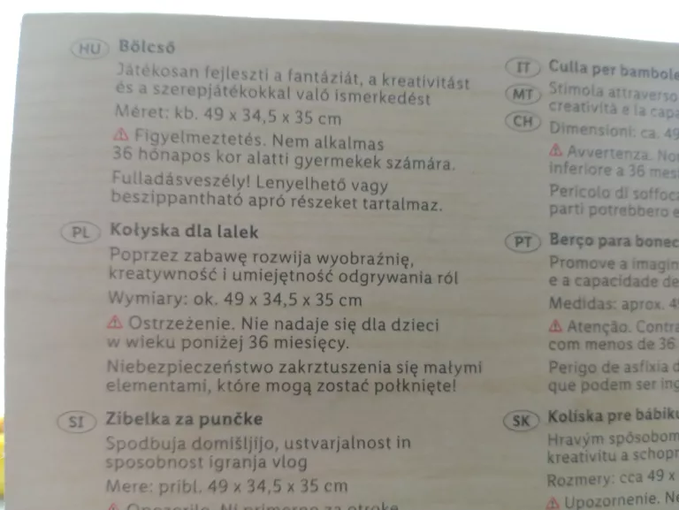 PLAYTIVE DREWNIANA KOŁYSKA DLA LALEK RÓŻOWA