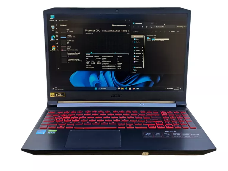 LAPTOP ACER NITRO 5 I5 11 GEN/GF GTX 3050/16GB RAM/512 SSD + ZASILACZ