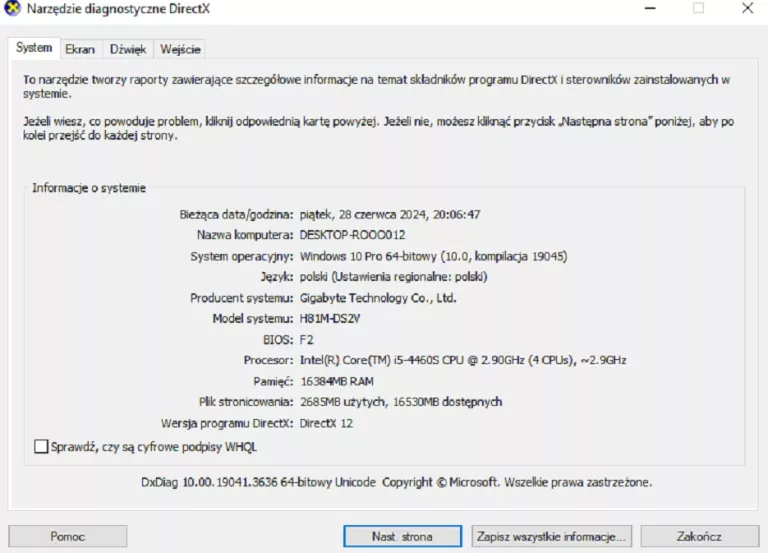 KOMPUTER STACJONARNY GIGABYTE I5-4460S 16GB RAM GTX960 1TB HDD 256GB SSD