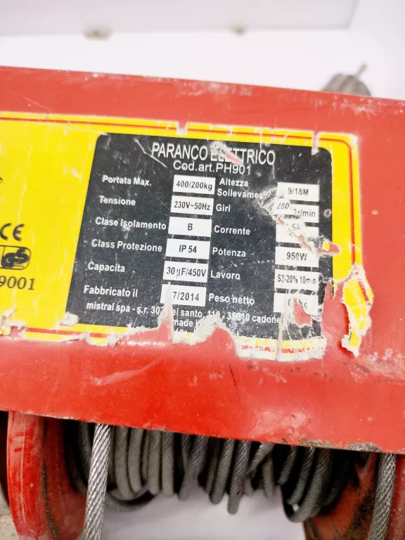 ELEKTRYCZNA WCIĄGARKA LINOWA, DO 200 KG