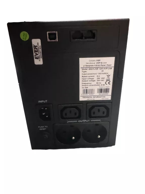 ZASILACZ UPS EASYLINE 1200 AVR USB KOMPLET