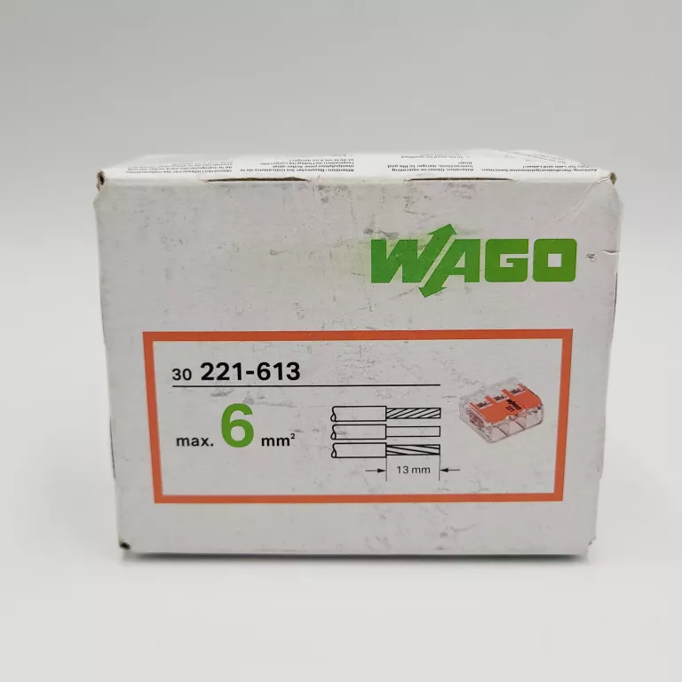 WAGO COMPACT 221-613 SZYBKOZŁĄCZKA 3X 0,5-6,0MM2 UNIWERSALNA 30 SZT