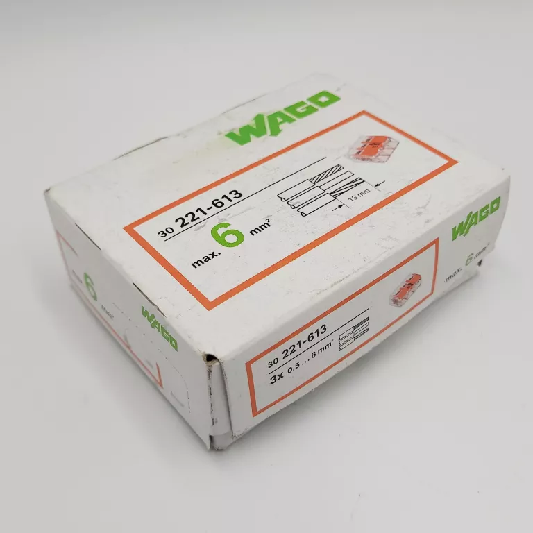 WAGO COMPACT 221-613 SZYBKOZŁĄCZKA 3X 0,5-6,0MM2 UNIWERSALNA 30 SZT