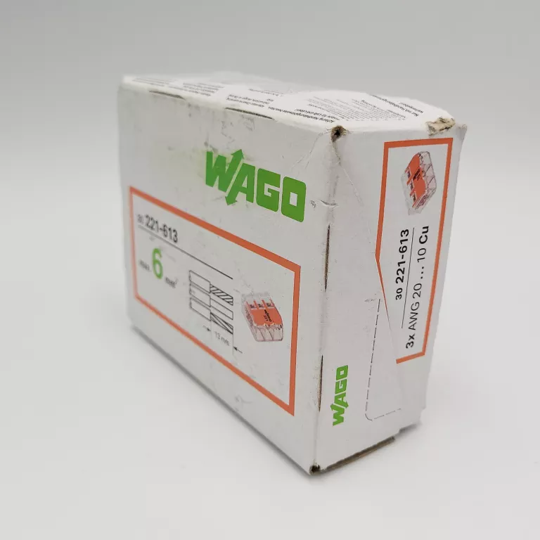 WAGO COMPACT 221-613 SZYBKOZŁĄCZKA 3X 0,5-6,0MM2 UNIWERSALNA 30 SZT