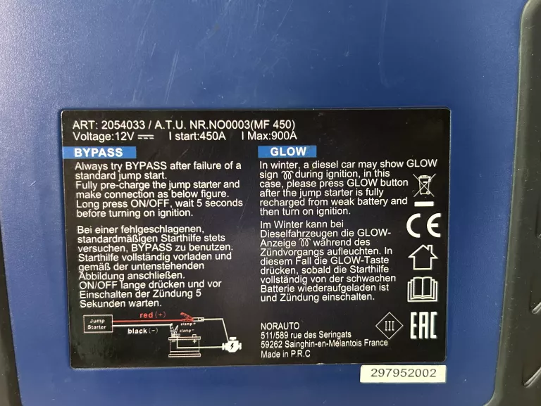 URZĄDZENIE ROZRUCHOWE NORAUTO COMPACT MF 450 BOOSTER