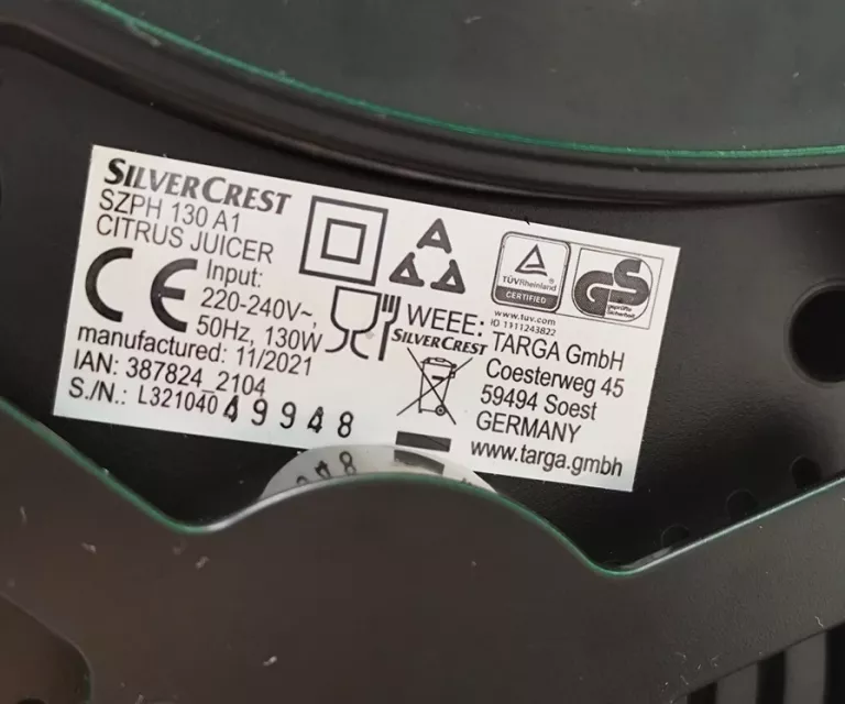 WYCISKARKA DO CYTRUSÓW SILVERCREST SZPH 130 A1