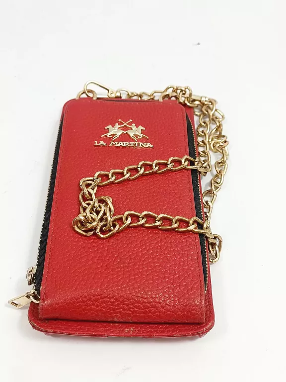 LA MARTINA HERITAGE MOBILE BAG LEATHER 10 CM RED