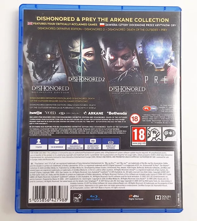 DISHONORED & PREY - ARKANE COLLECTION PS4 / PS5 - CZTERY GRY, PAKIET PL