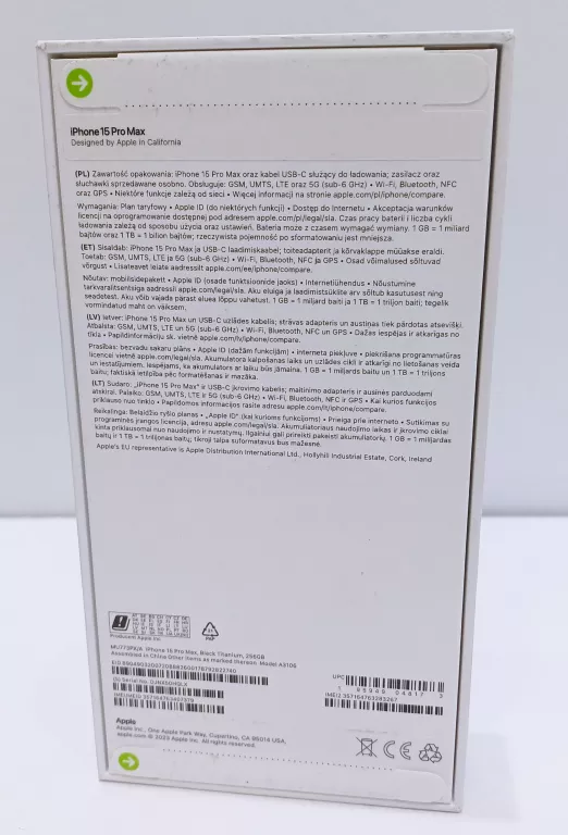 TELEFON IPHONE 15 PRO MAX 256GB BLACK TITANIUM - JAK NOWY