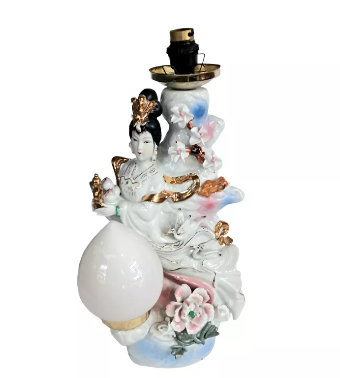 LAMPA STOŁOWA PORCELANOWA RETRO Z CHIŃSKIM WZOREM