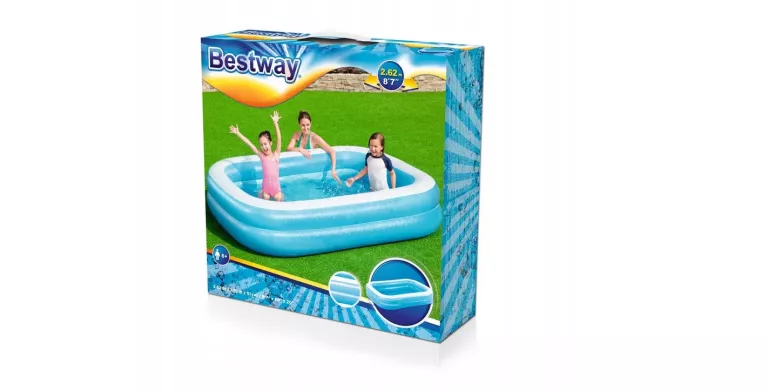 BASEN DMUCHANY PROSTOKĄTNY DUŻY RODZINNY OGRÓD TARAS BESTWAY 262 X 175 CM
