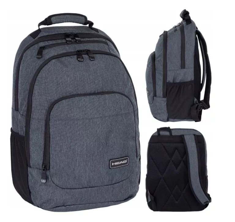 PLECAK SZKOLNY WIELOKOMOROWY MŁODZIEŻOWY SZARY GREY MELANGE HEAD ASTRABAG