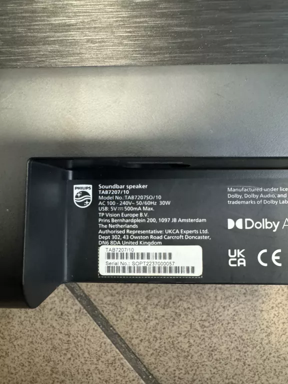 PHILIPS TAB7207/10 SOUNDBAR 2.1 Z BEZPRZEWODOWYM SUBWOOFEREM