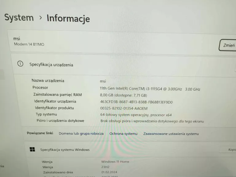 LAPTOP MSI MODERN 14 B11MO 8/512 SSD PROMOCJA !!!