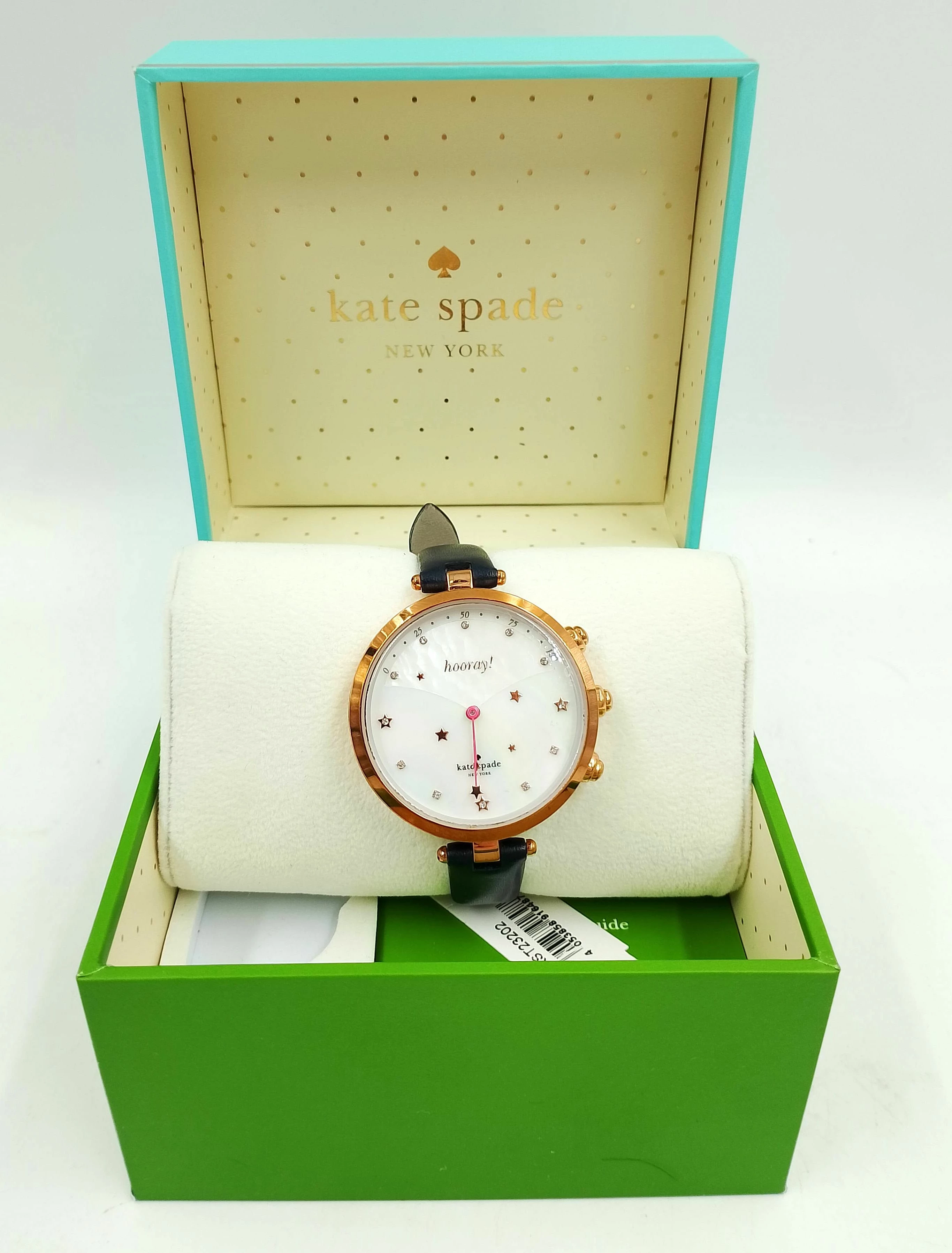 ZEGAREK KATE SPADE HOLLAND NAVY HYBRYDOWY SKORZANY PASEK KST23202