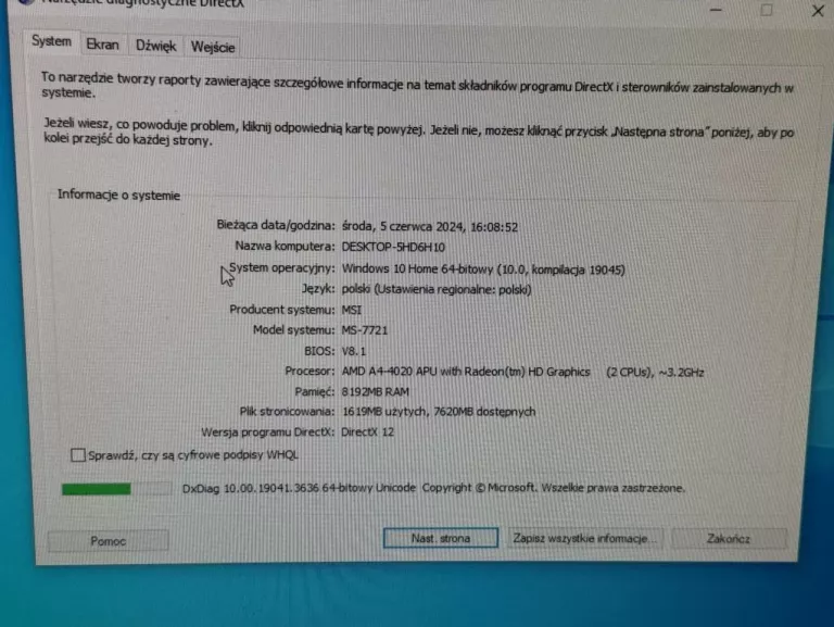 KOMPUTER STACJONARNY AMD A4 8GB RAM 128 GB SSD OPIS