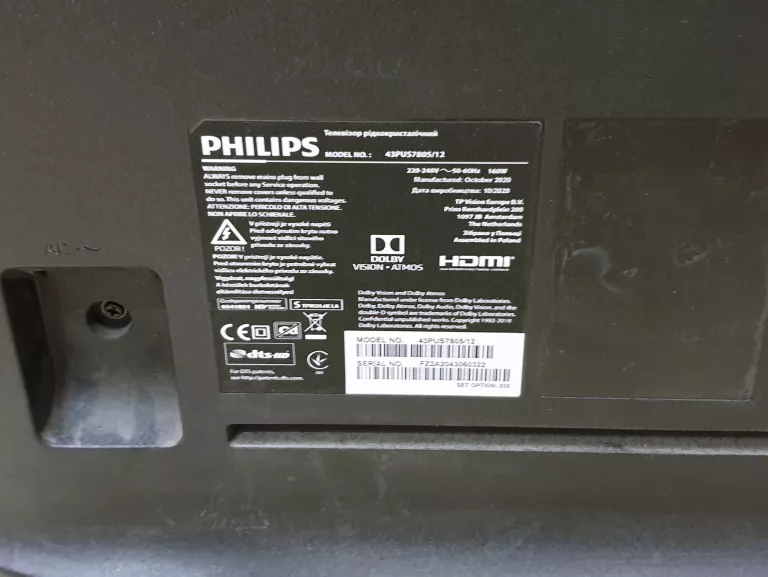 TELEWIZOR PHILIPS 43" 43PUS7805/12 4K UHD, SMART WIFI KOMPLET