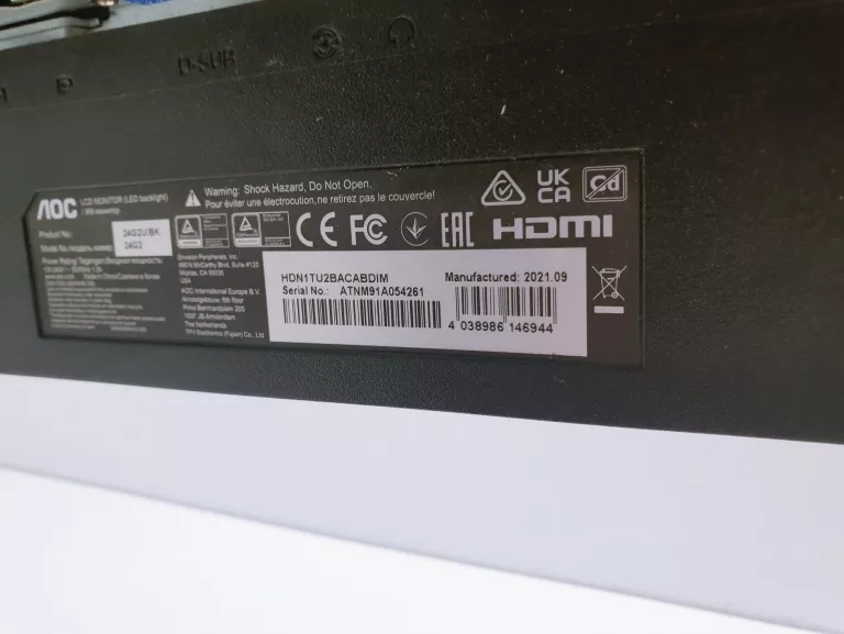 MONITOR AOC 24G2U 23.8" 1920X1080PX IPS 144HZ 1 MS