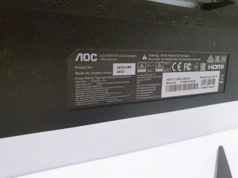 MONITOR AOC 24G2U 23.8" 1920X1080PX IPS 144HZ 1 MS
