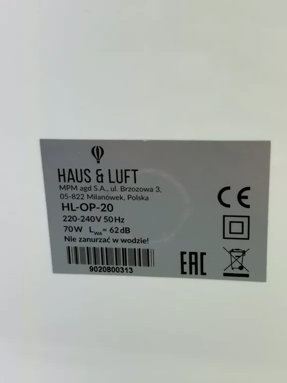 OCZYSZCZACZ POWIETRZA HAUS&LUFT HL-OP-20