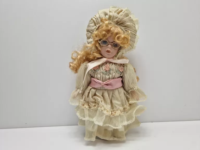 STARA LALKA PORCELANOWA Z OKULARAMI 29CM