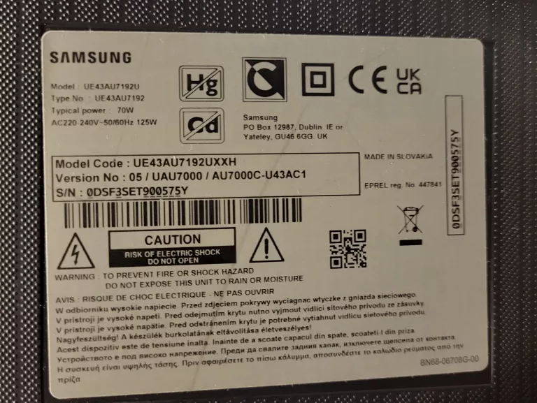 TELEWIZOR SAMSUNG UE43AU7192U 43" 4K UHD SMART LED TV