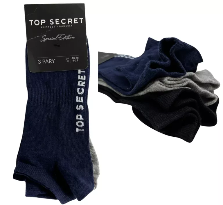 SKARPETKI TOP SECRET 3 PARY 43-46 MIX KOLORÓW