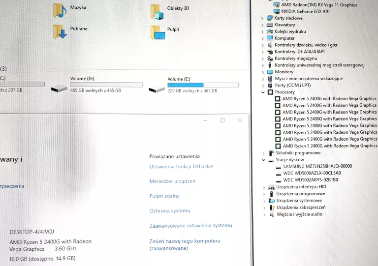 PC STACJONARNY GTX 970 + RYZEN 5 2400G 3,4GHZ 16 RAM 1256GB