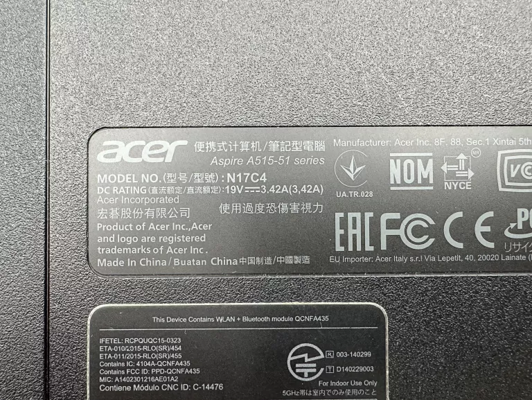 LAPTOP ACER ASPIRE 5 A515-51G-55B4 I5-8250U 4GB RAM 1000GB HDD 940MX WIN10