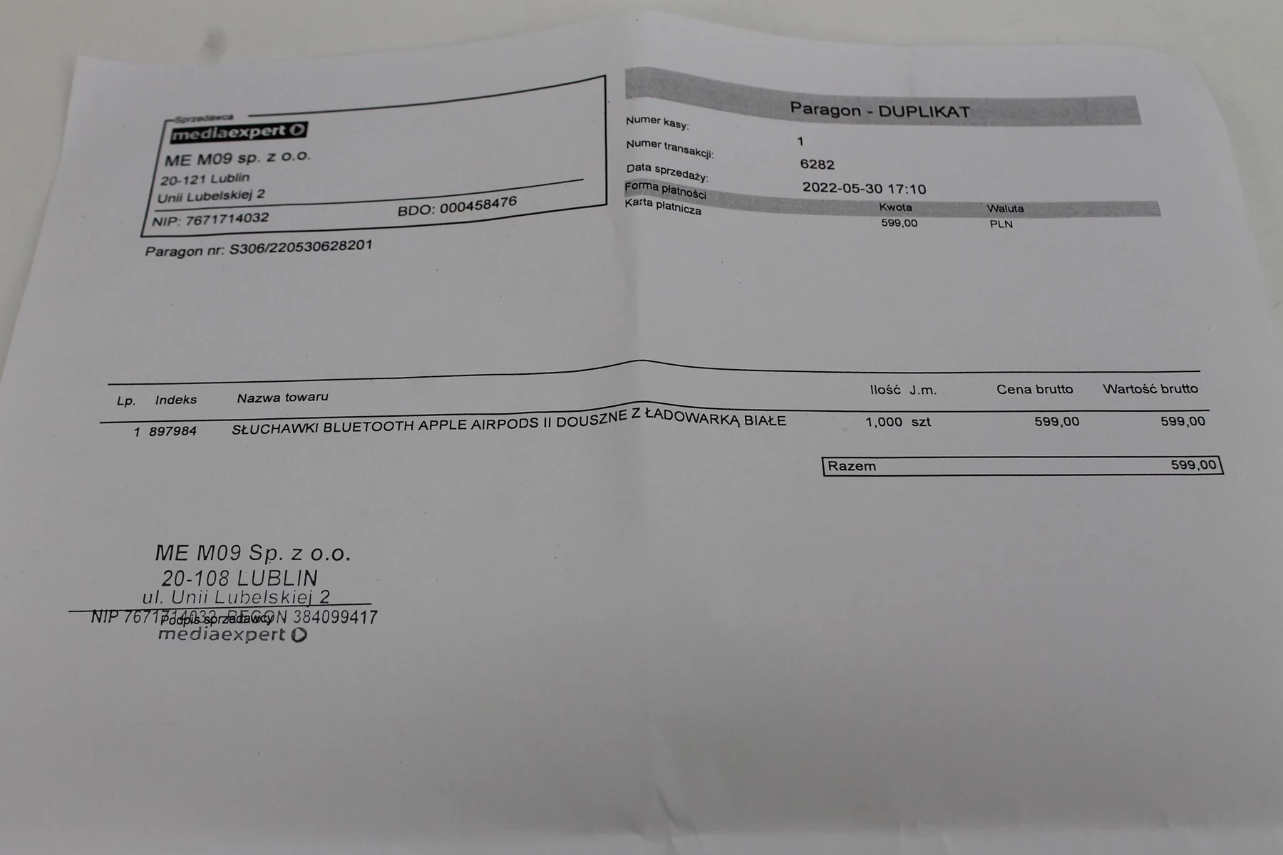 sluchawki-apple-airpods-2-stan-bdb-faktura-ean-gtin-190199098572