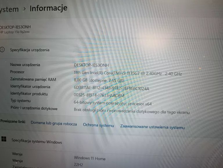 LAPTOP HP 15S-FQ2008NW 15,6"/I5-1135G7/8GB/1TB SSD