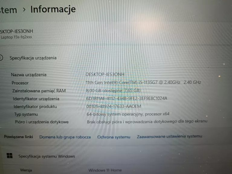 LAPTOP HP 15S-FQ2008NW 15,6"/I5-1135G7/8GB/1TB SSD