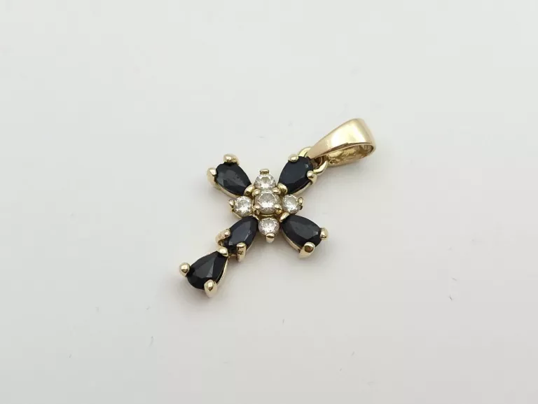 ZŁOTA ZAWIESZKA KRZYŻ CYRKONIE - 585 14K 2,05G